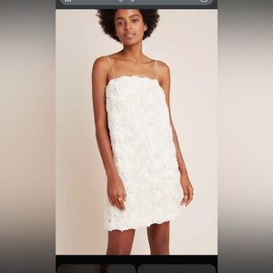 Anthropologie Sunday in Brooklyn White Floral Applique Dress Bridal Medium